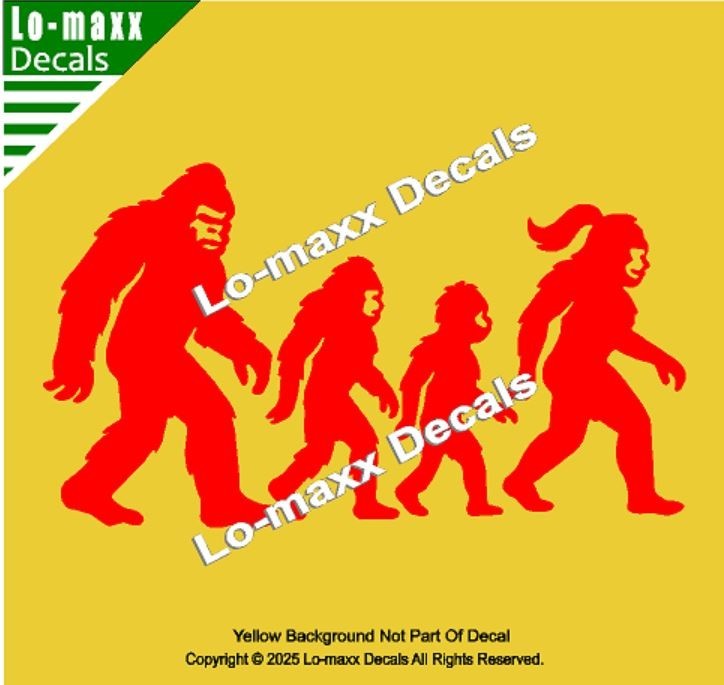 Bigfoot Sasquatch Family Vinyl Decal Die Cut Sticker for Car Truck SUV Window
