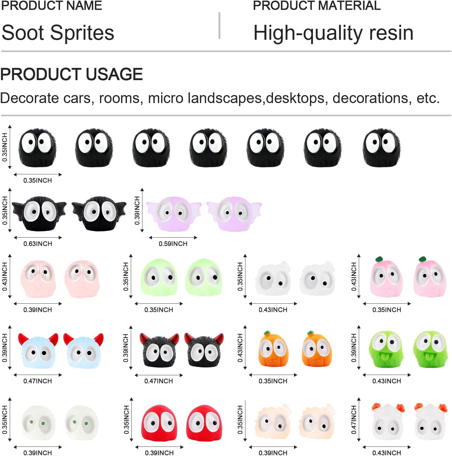 Cute Soot Sprites,35 Pcs Automotive Interior Decoration Accessories for Car Rear