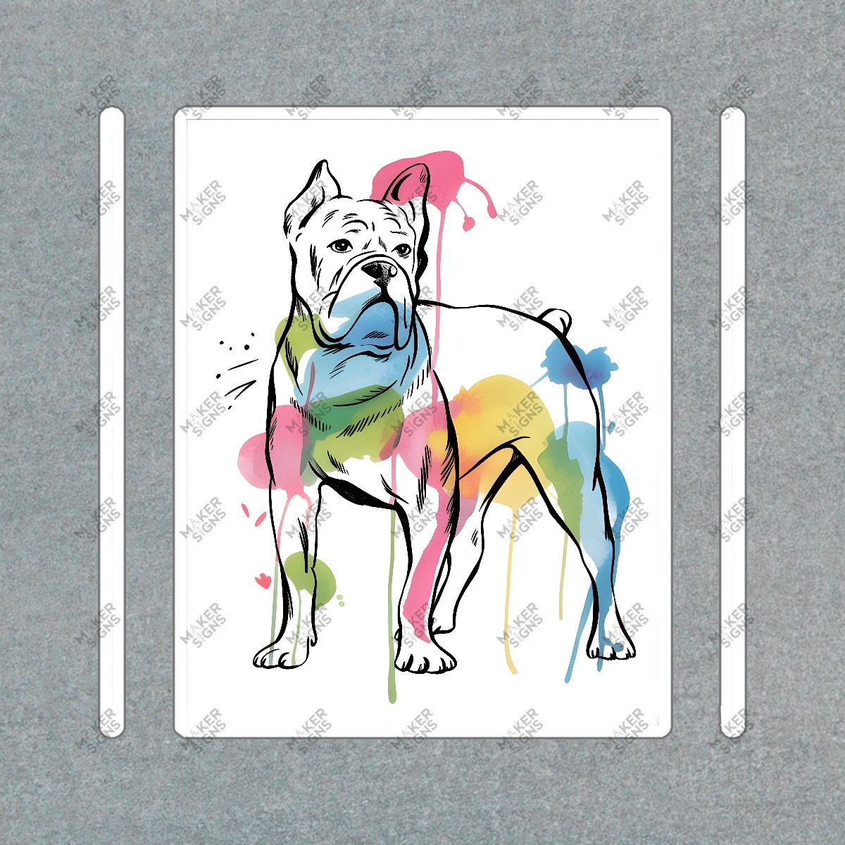 Vibrant Cartoon Bulldog Art Print Colorful Abstract Dog Illustration #8271