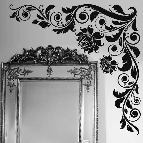 Large Corner Flower Vinyl Wall Stickers Decals room large wall Art decoration