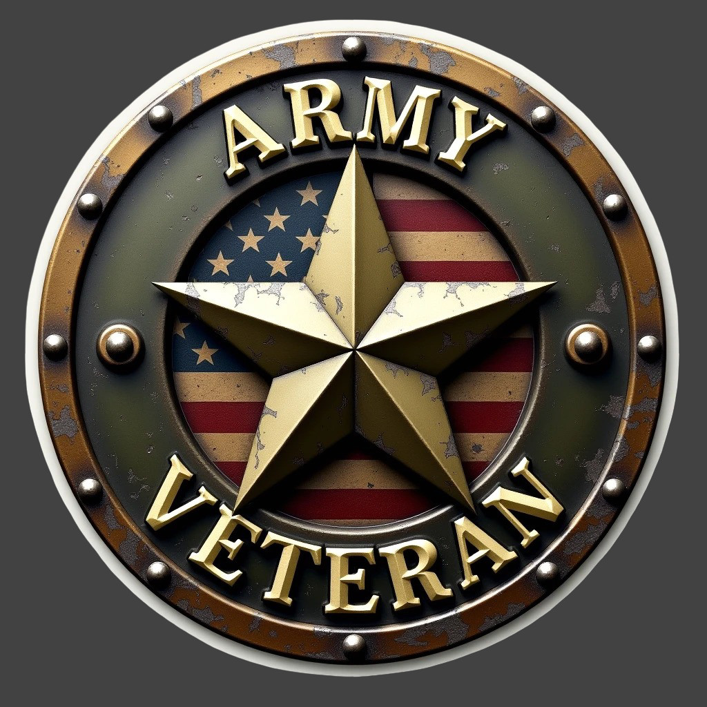 Army Veteran Round Star Shield Sticker Vinyl Decal Military Patriotic USA