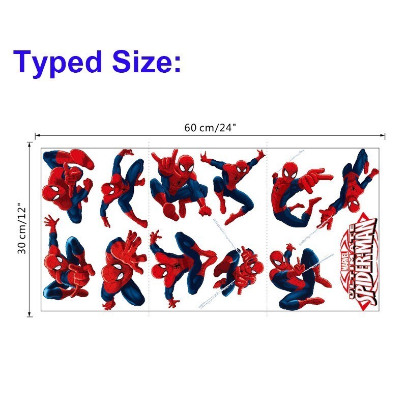 Cartoon Spiderman Wall Stickers Kids Nursery Boys Bedroom Decor Vinyl Decals