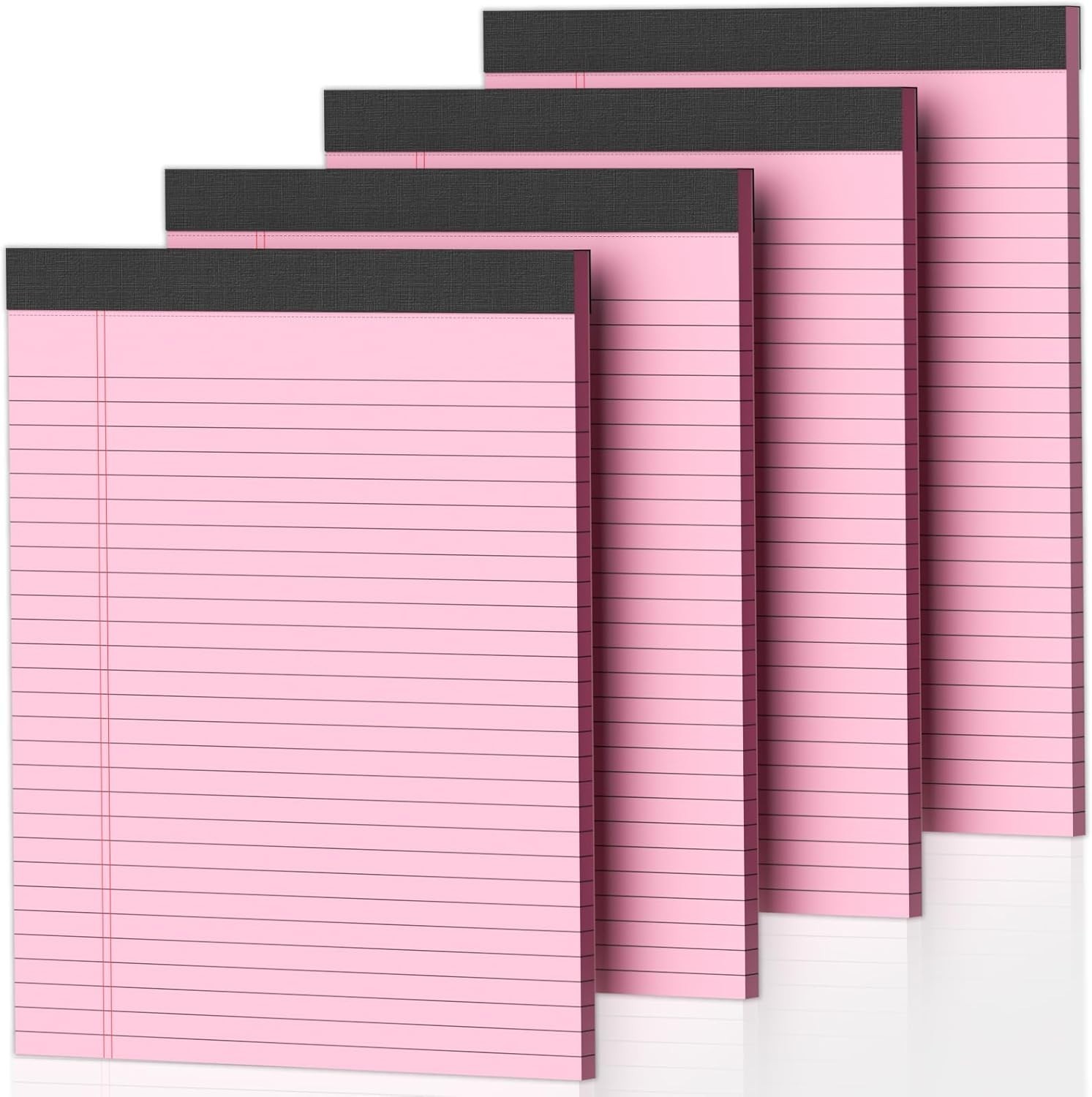 4 Pack Pink Legal Pads 8.5×11 Wide Ruled Notepads 30 Sheets Perforated Paper