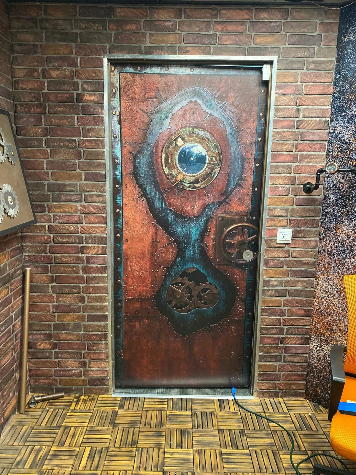Steampunk Leather Full Door Mural, Laminated Sticker, Cover, Decal, Peel'n'Stick