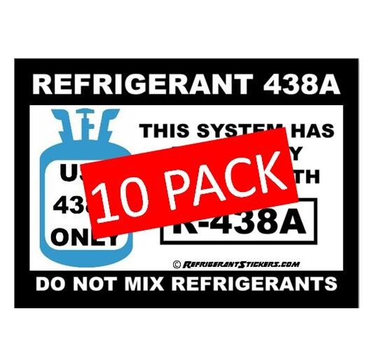 Refrigerant Retrofit Stickers X10- Properly Label Unit After Converting to R438A