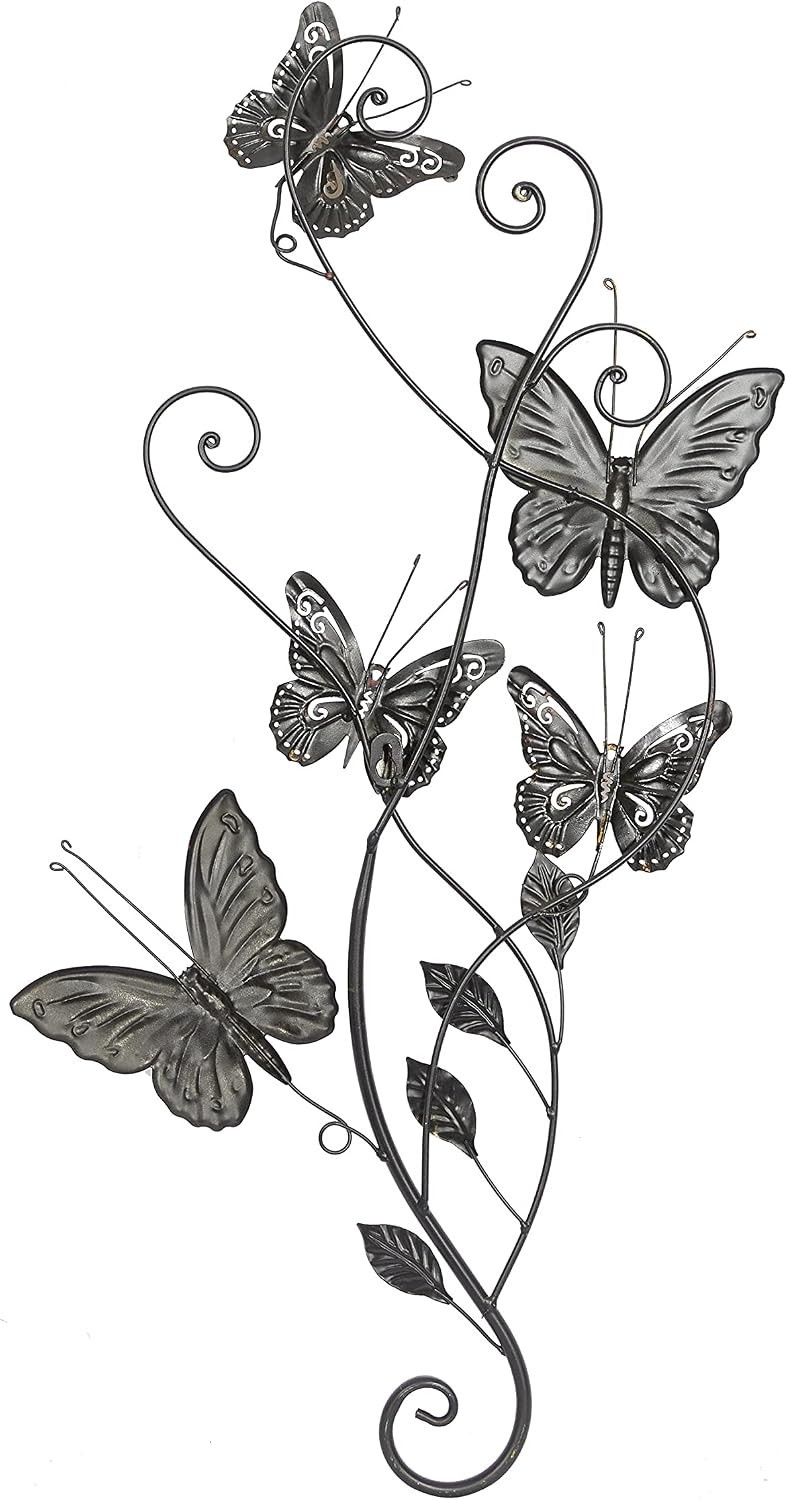 Vibrant Metal Butterfly Scroll Wall Decor