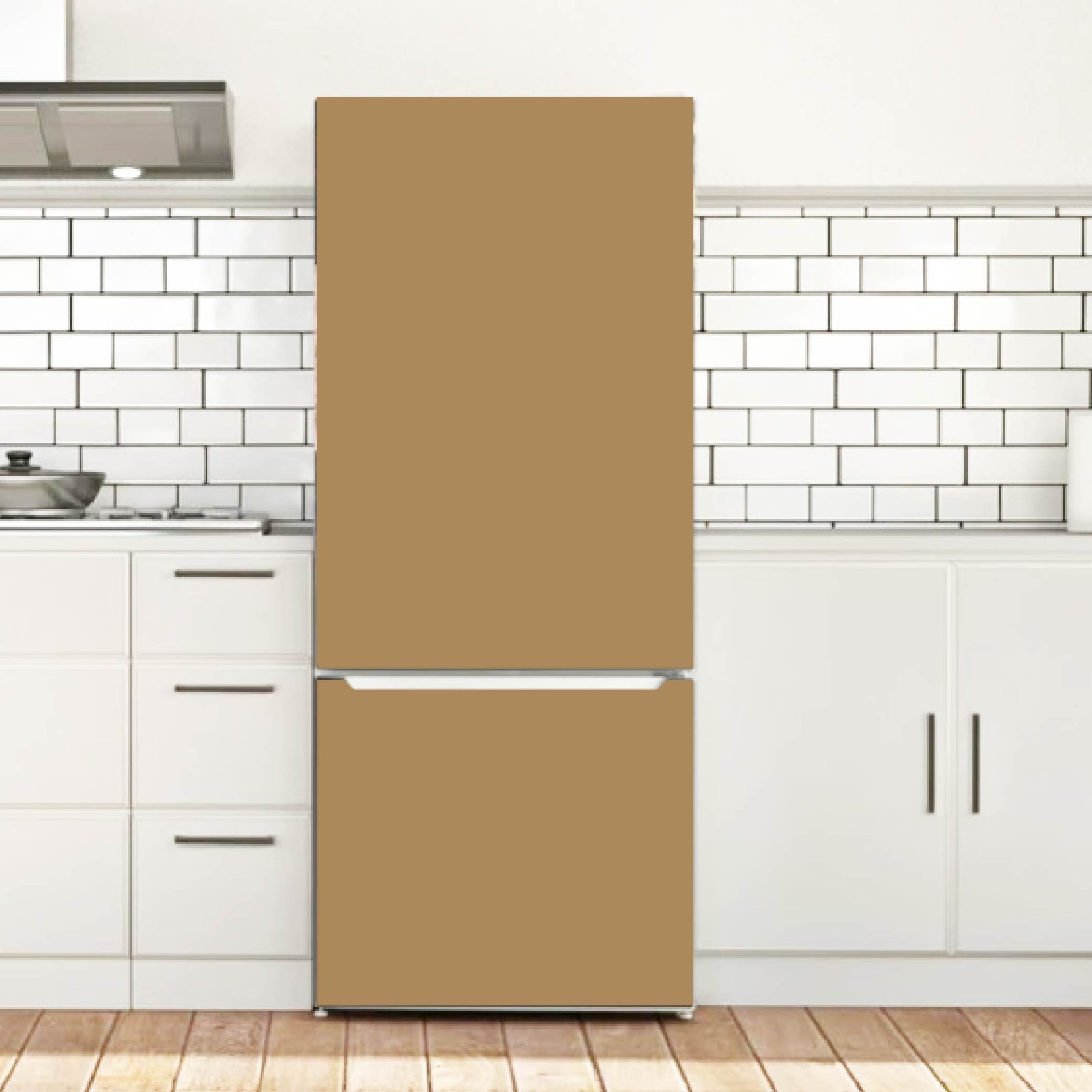 Light Brown Color Minimalist Fridge Wrap Waterproof Vinyl Refrigerator Cover