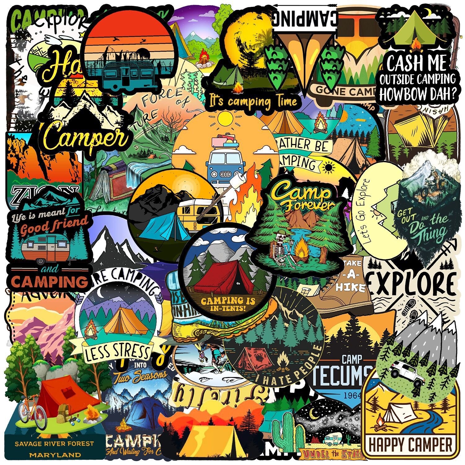 10 Random Outdoors Camping Stickers Nature Decals Laptop Hydro Car Free Shipping
