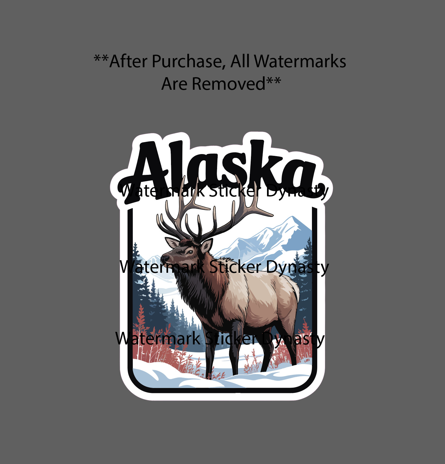 Alaska Sticker Waterproof Decal Elk Wildlife Outdoor Nature Scene Gift NEW