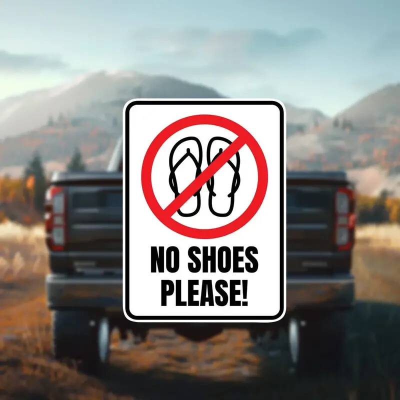 No Shoes Please – sticker decal for window / office / store – 5"x7" – New