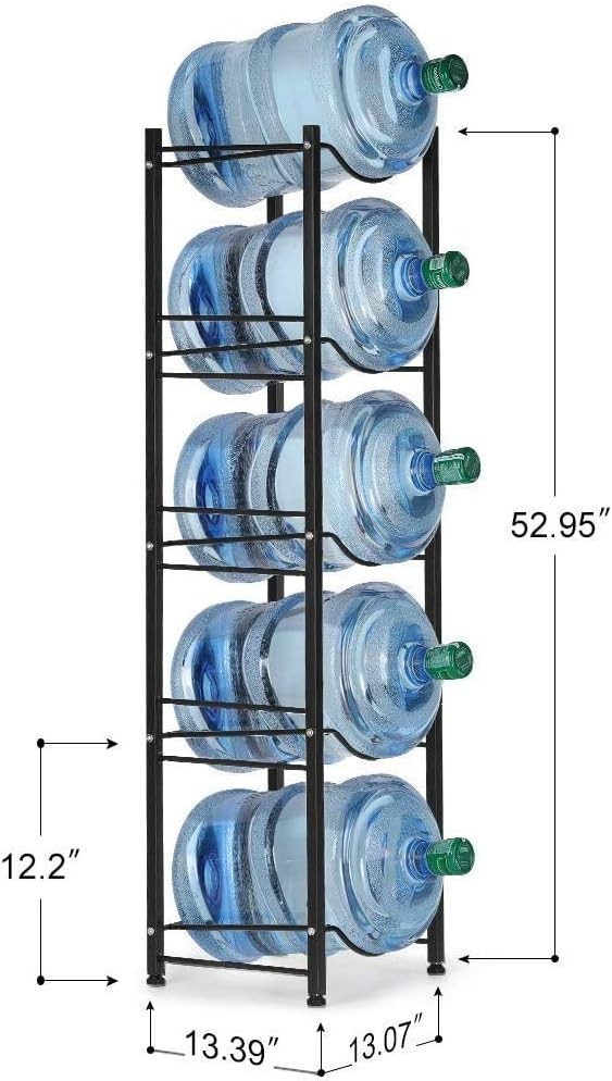 Water Cooler Jug Rack 5-Tier Heavy Duty Steel Space Saver for 5 Gallon Bottles