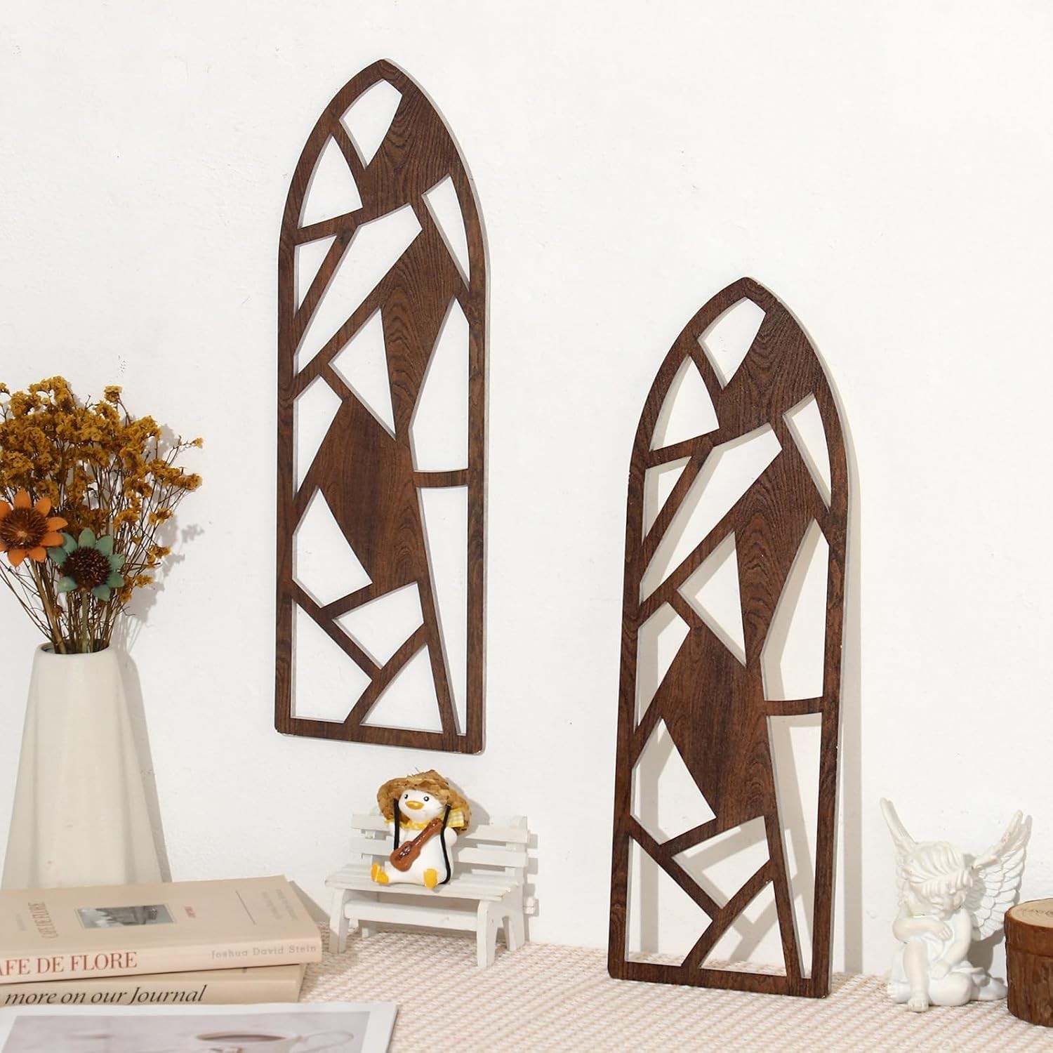 Chic 2-Piece Geometric Wall Decor Set – Modern Wooden Art for Living Spaces