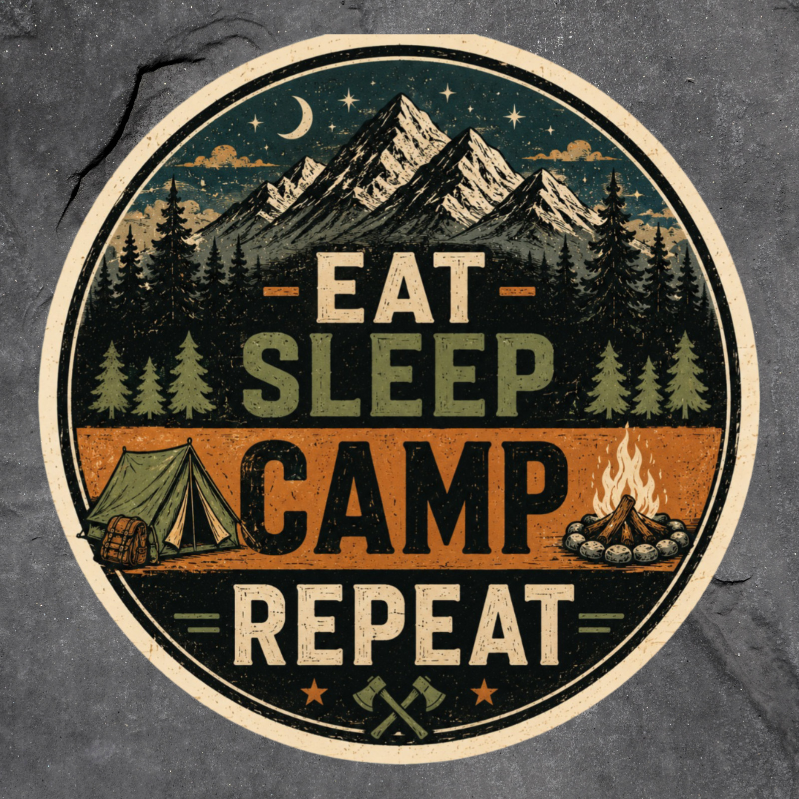 Camping Sticker Vinyl Decal Eat Sleep Camp Repeat Outdoors Adventure