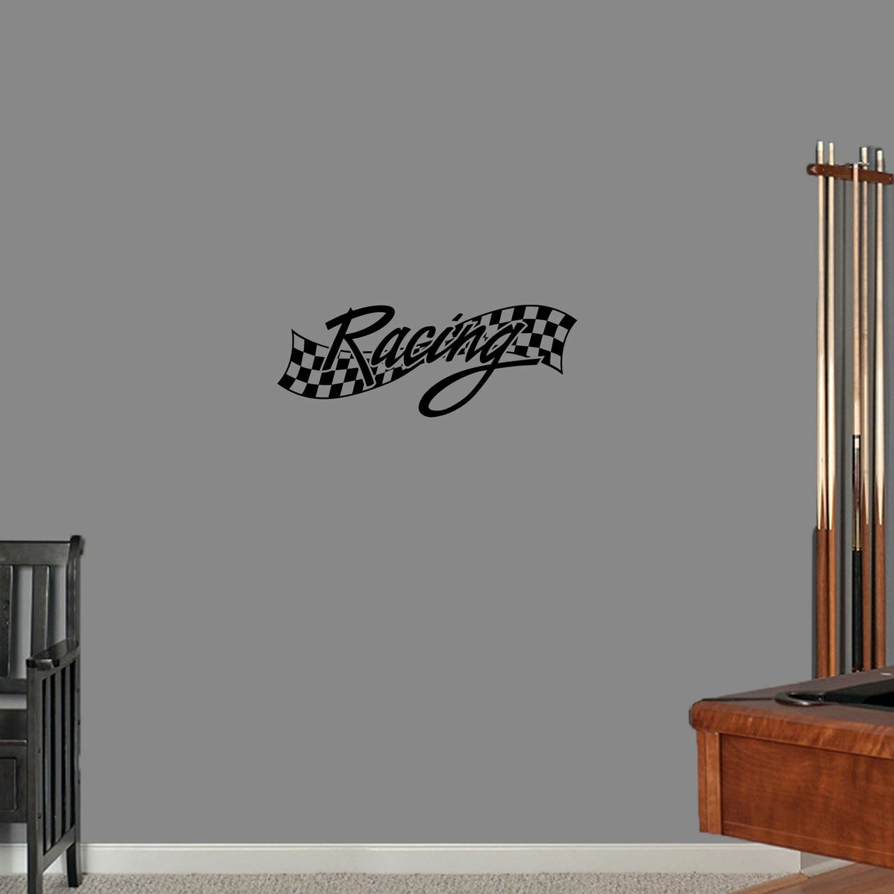 Checkered Racing Wall Decal – Racing, Sports, Cars, Driving, Kid, Teen, Man Cave