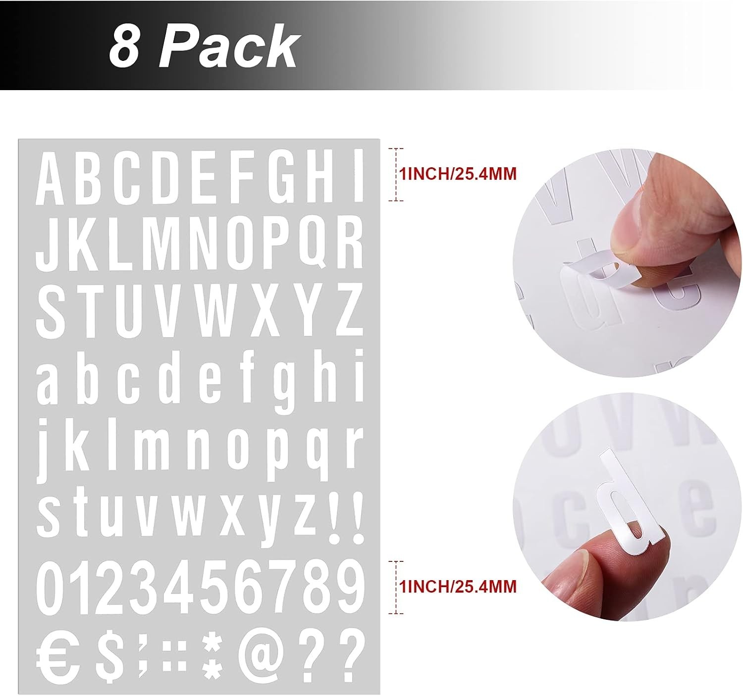 Durable 536-Piece Waterproof Vinyl Letters and Numbers for Indoor & Outdoor Use