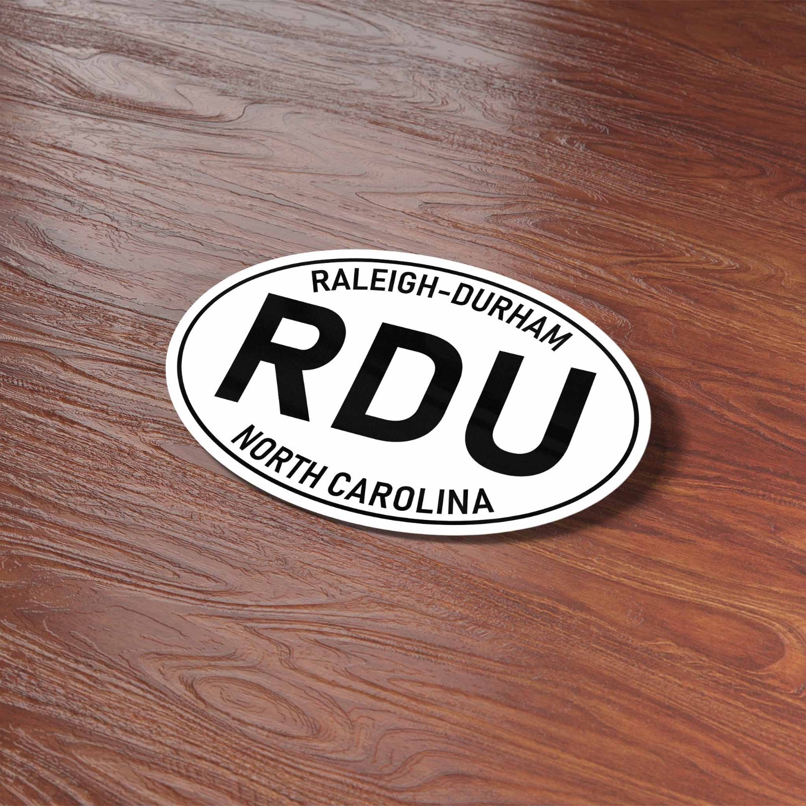 Raleigh Durham North Carolina RDU White Oval Bumper Sticker – Cool NC Decal