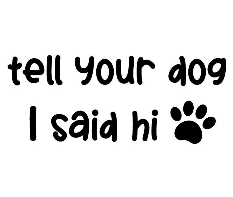 Tell Your Dog I Said Hi vinyl waterproof sticker decal – several sizes / colors