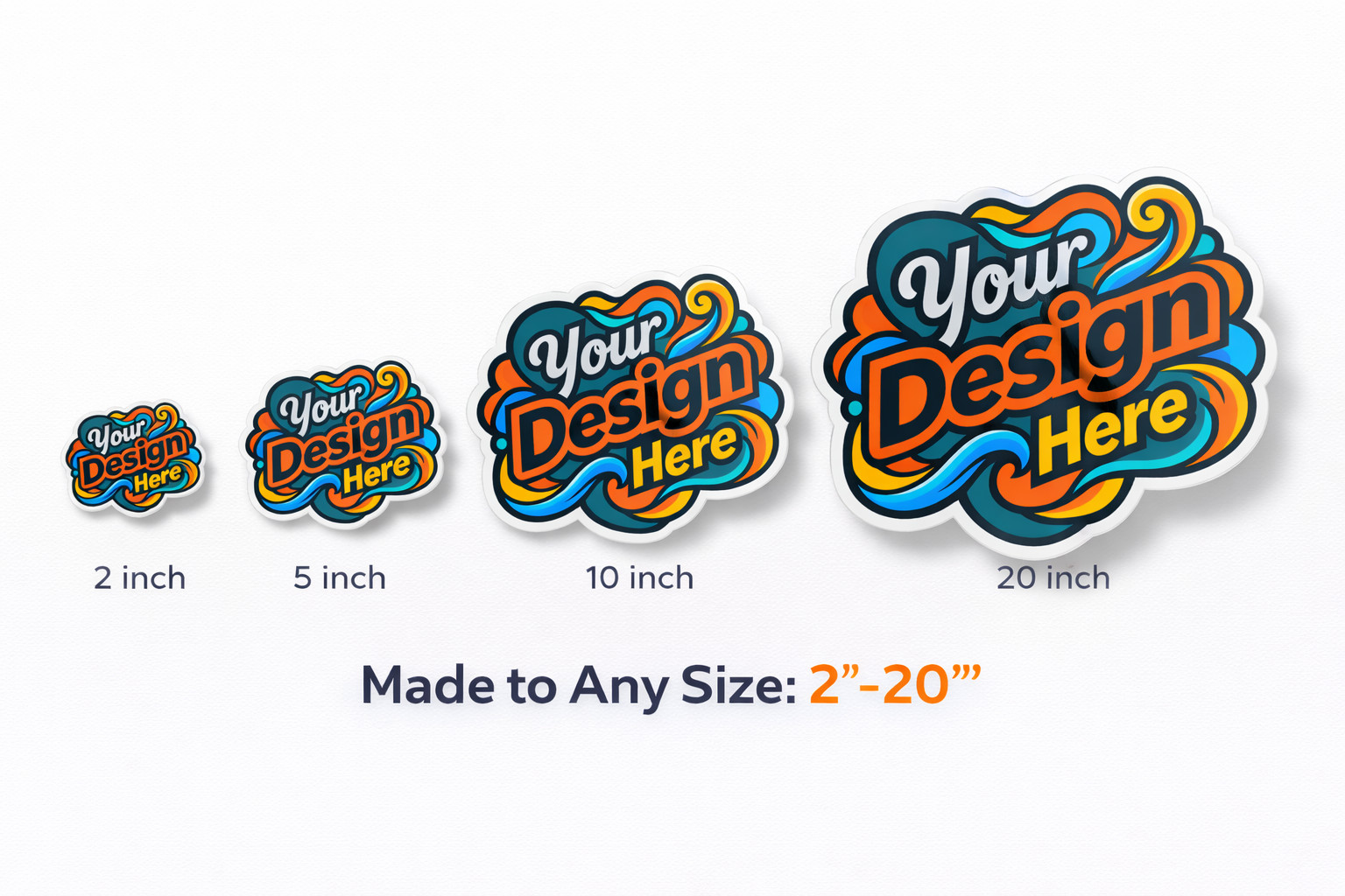 Custom Printed Vinyl Stickers Die Cut Logo Waterproof UV Resistant 2"–20" Sizes