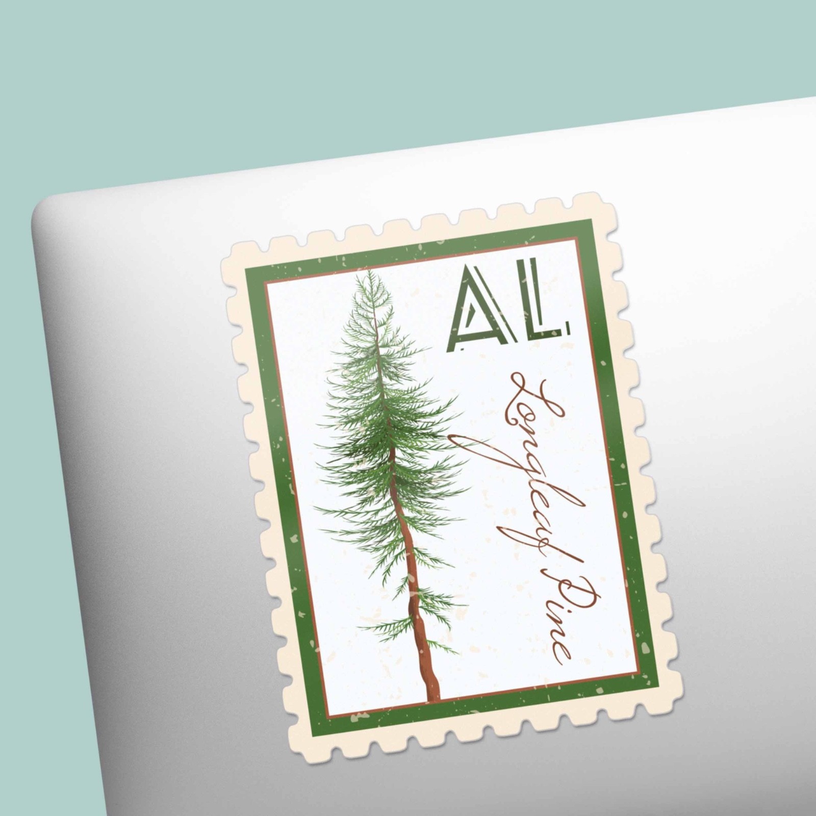 Alabama State Tree Longleaf Pine Sticker – AL Vintage Stamp Decal for Laptop