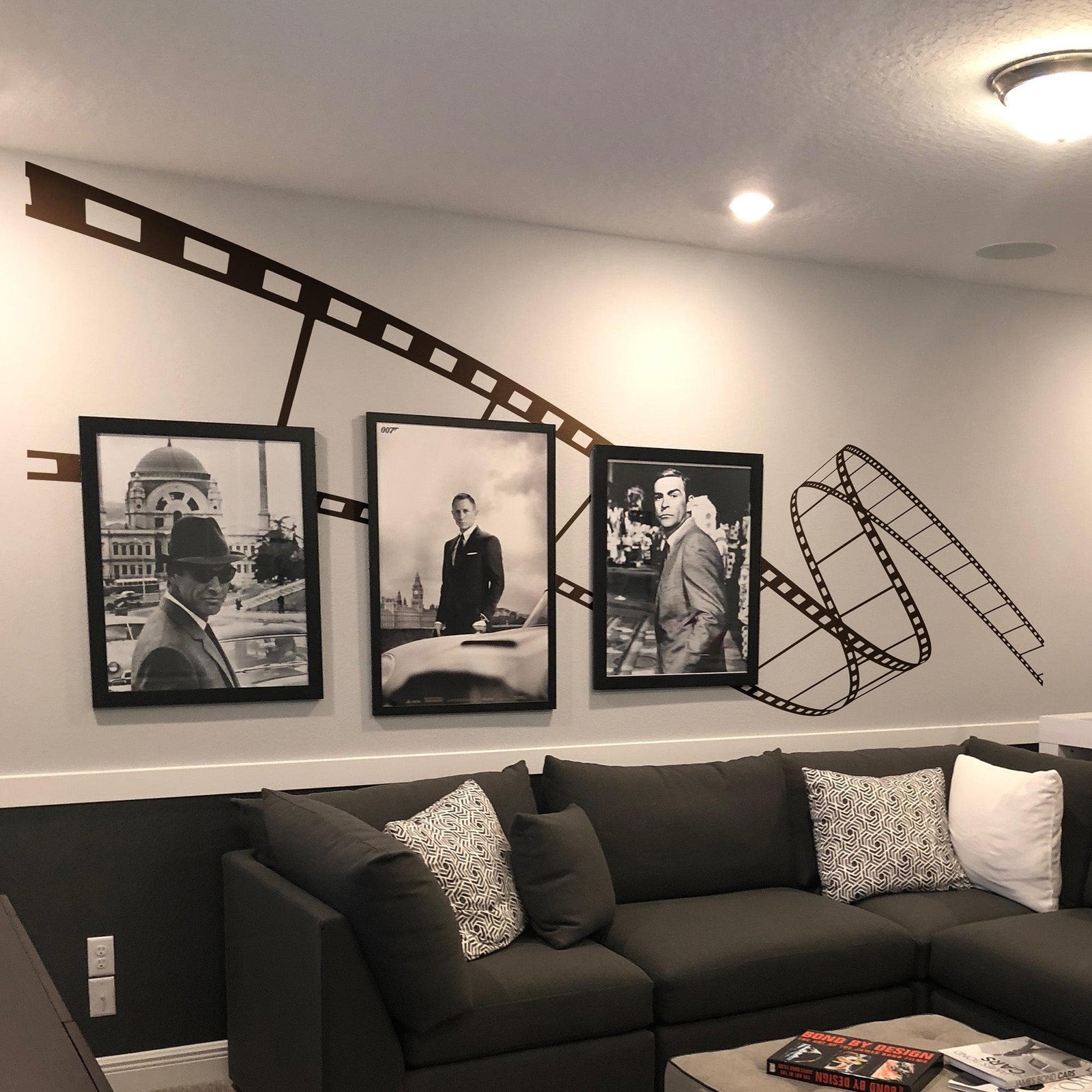 Wavy Film Strip Vinyl Wall Decal Sticker. Movie Theme Room Decor. Black Vinyl.