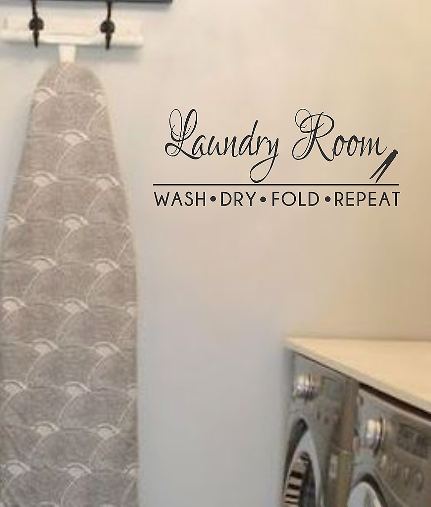 Laundry Room Vinyl Wall Decal- Laundry Room Wash Dry Fold Repeat-Decor Lettering