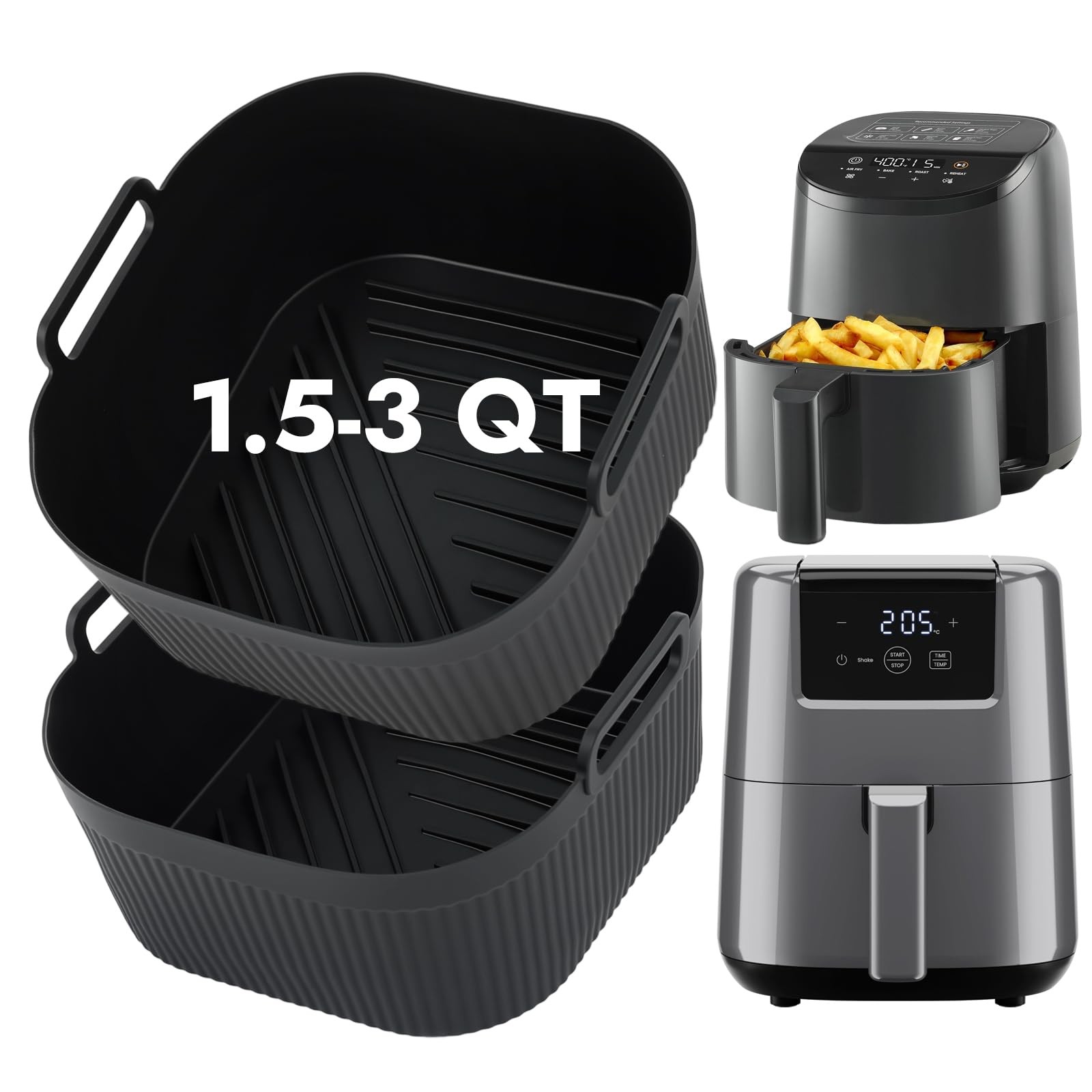 BYKITCHEN Small Silicone Air Fryer Liners 5.5in Reusable for 1.5-3 QT Air Fryers