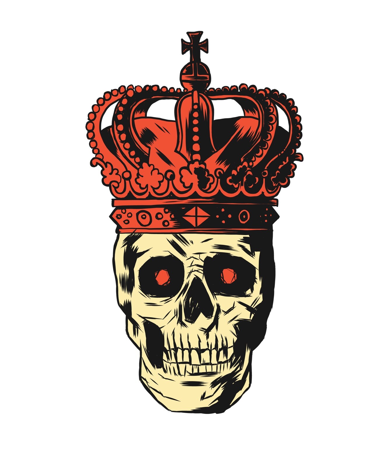 3” Skull With King Red Crown Sticker Royal Gothic Punk Skateboard Metal Tattoo