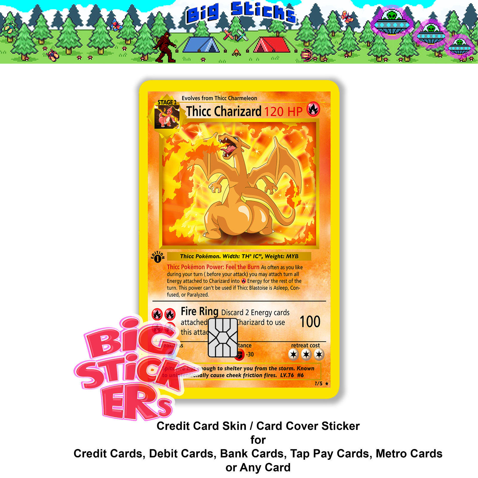 Thick Charizard Vinyl Credit Card Skin Cover Sticker Decal