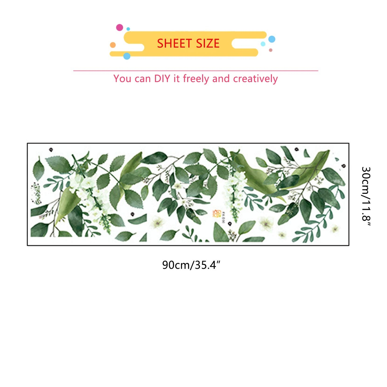 Green Hanging Leaf Wall Decals, Removable Fresh Plant Leaves Flower Vines Wal…