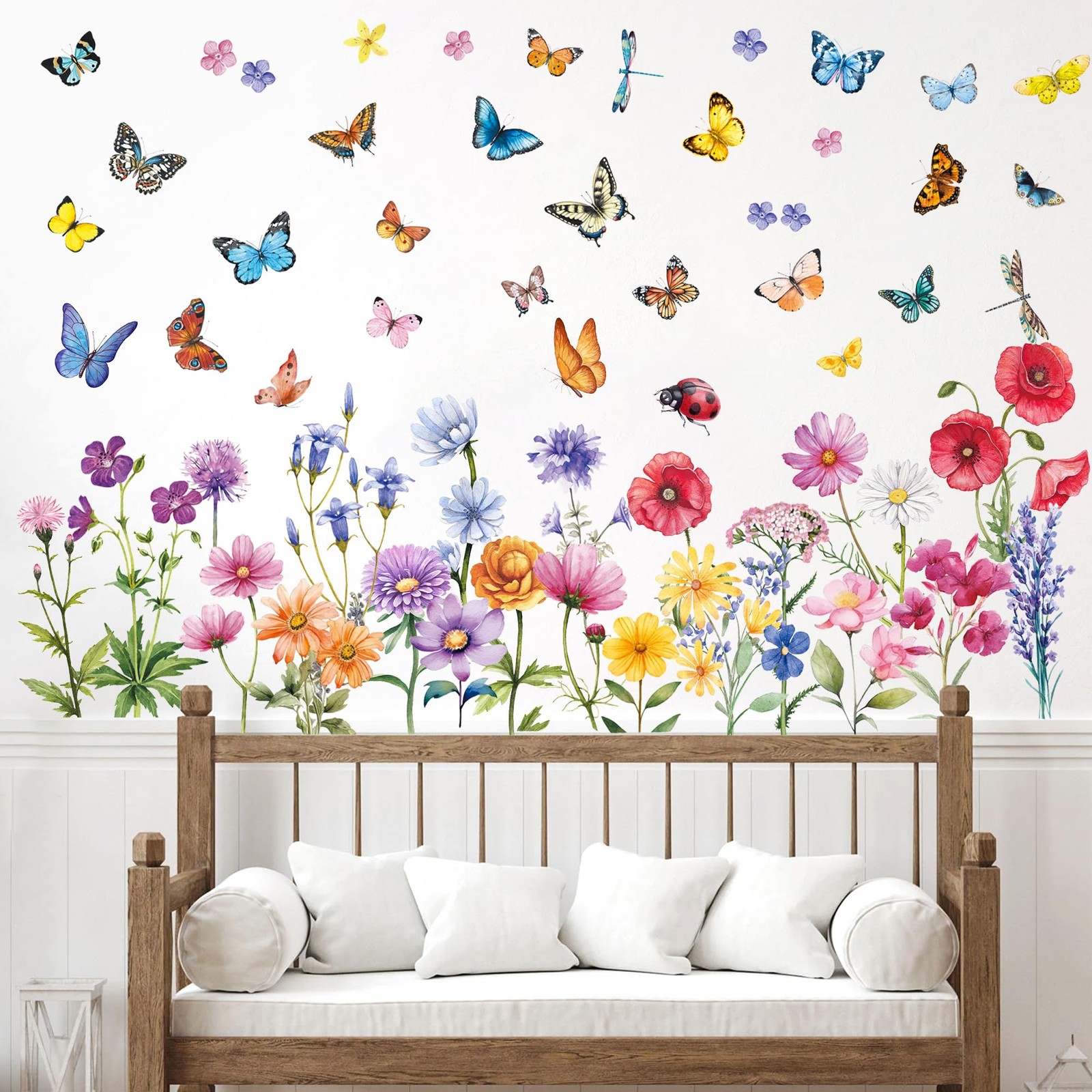 Floral Wall Decals Wildflower Wall Stickers for Bedroom Living Room Decorations