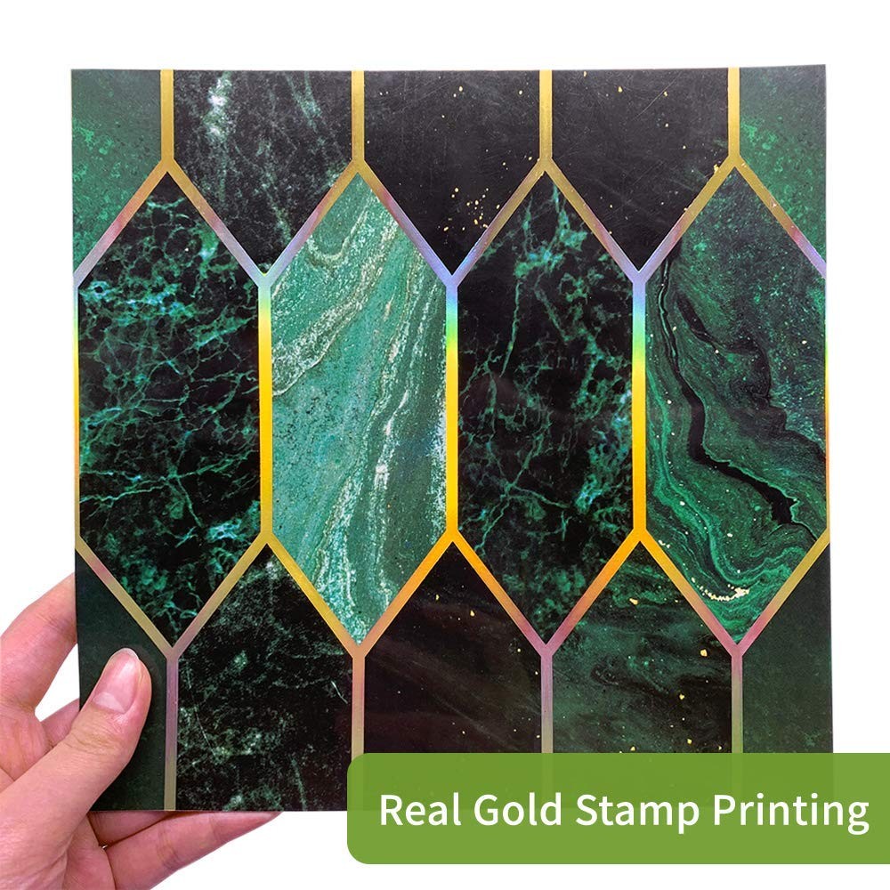Holographic Emerald Art Deco Peel and Stick Backsplash -Adhesive PVC Wall Til…