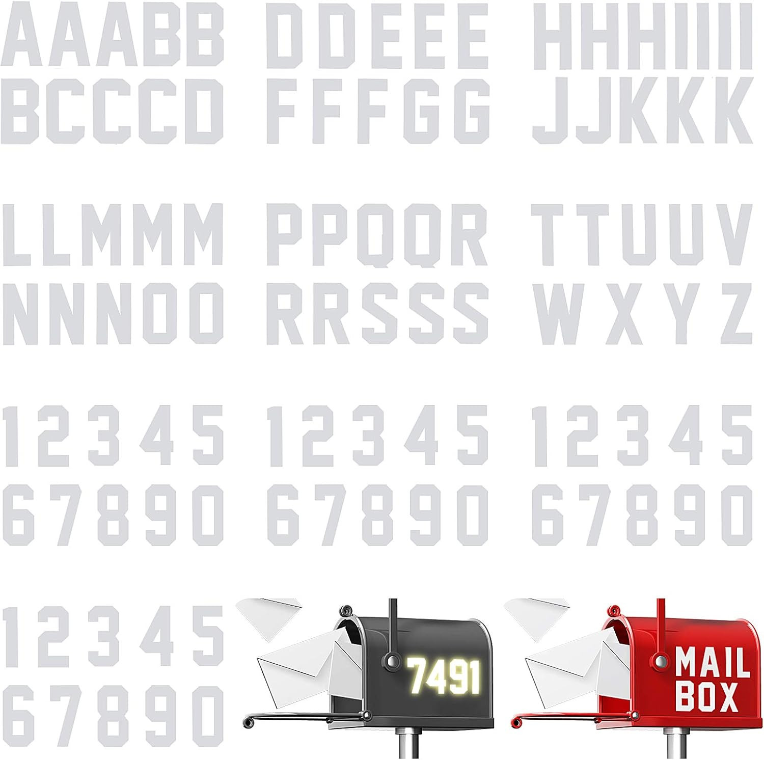 100 Piece Reflective Mailbox Number Stickers, Self Adhesive Reflective Capital L