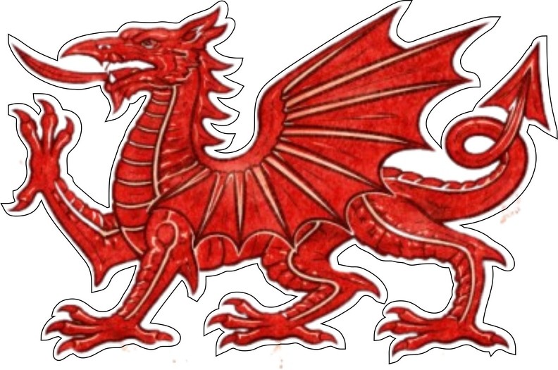 Red Dragon Wales Flag Vinyl Sticker Ddraig Goch