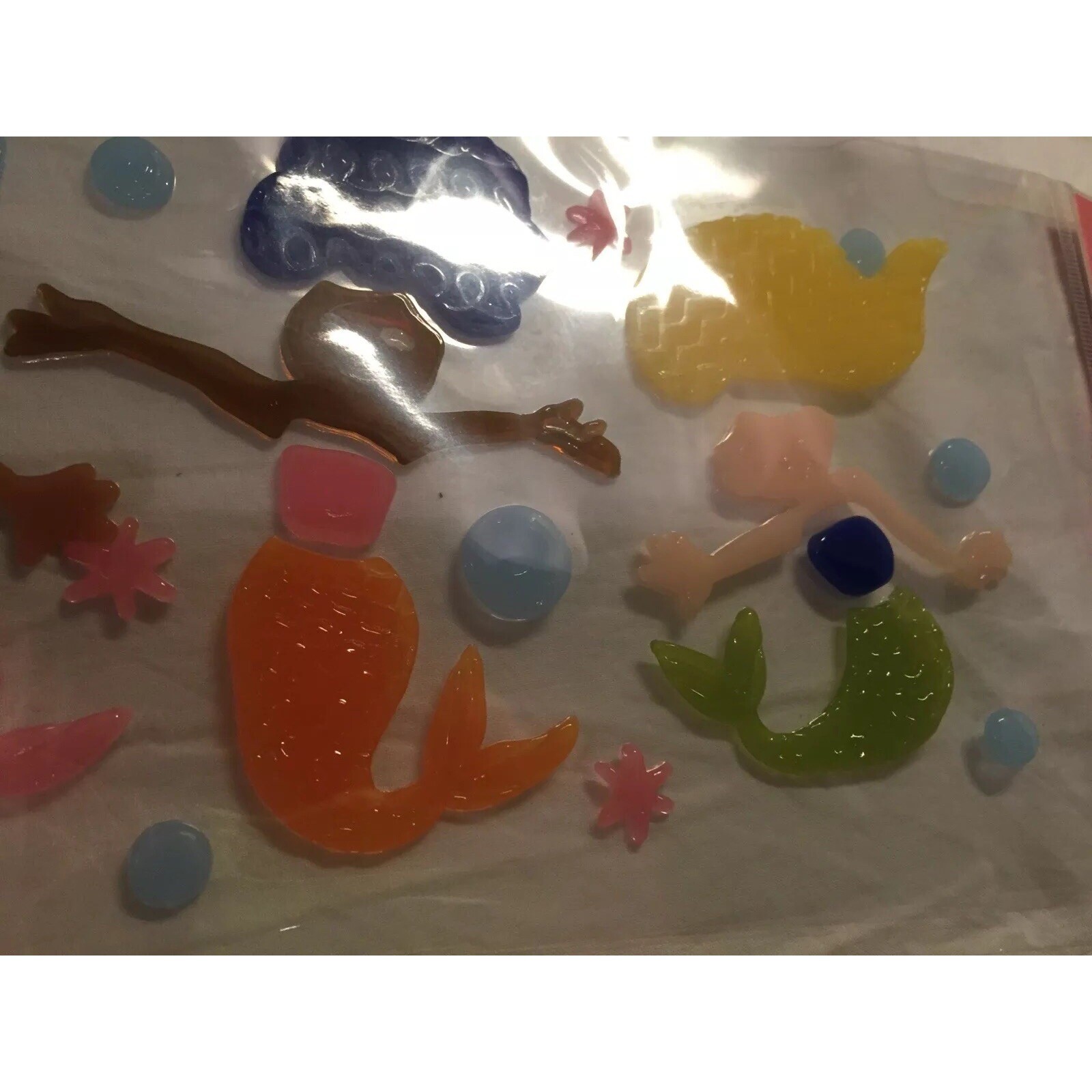 NEW CUTE 3 MERMAIDS Gel Window Stickers Clings Decorations Fun Beautiful 23 pcs!