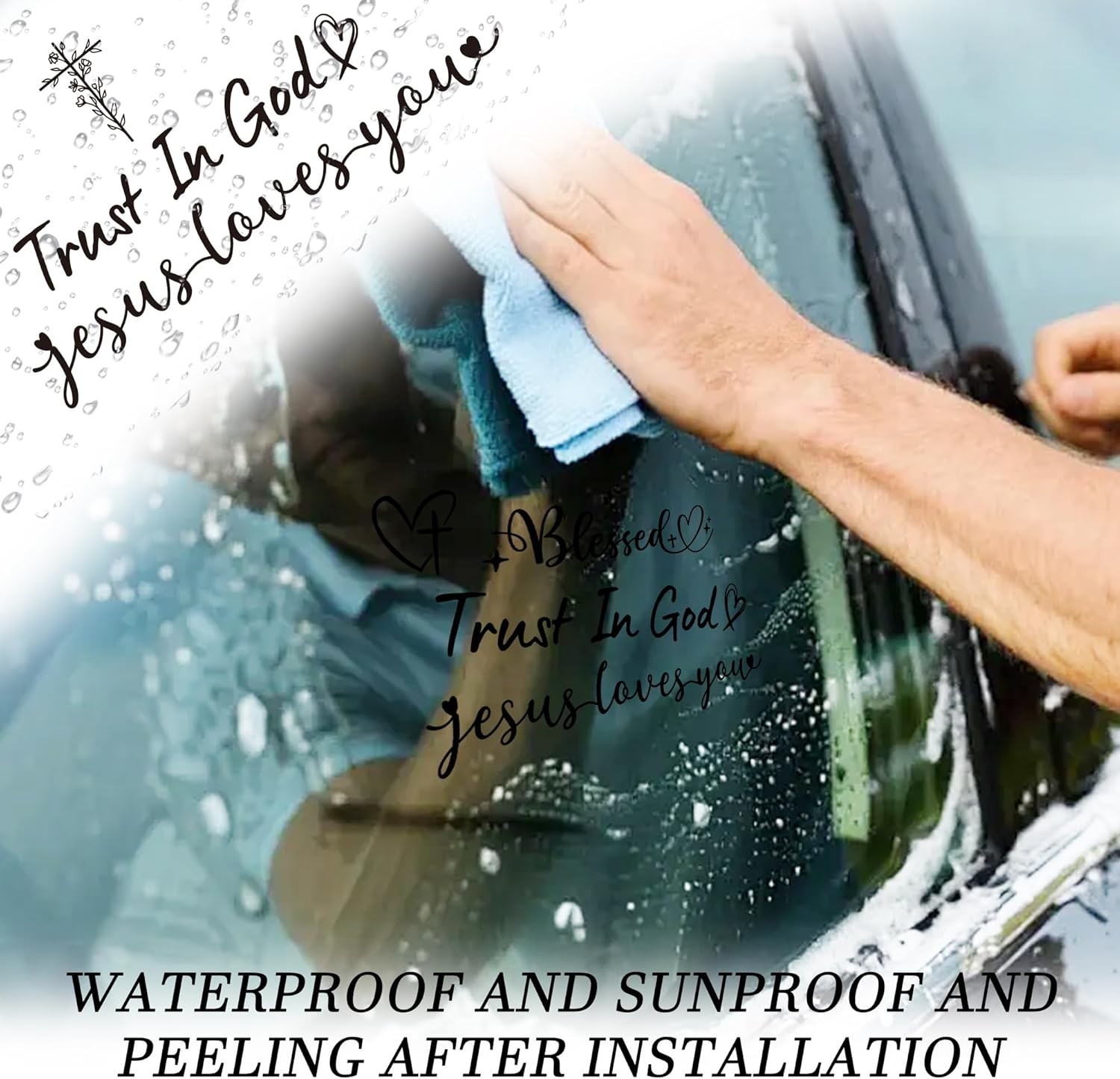 6 Pcs Trust in God Rearview Mirror Stickers, Christian Car Decals for Faith Insp