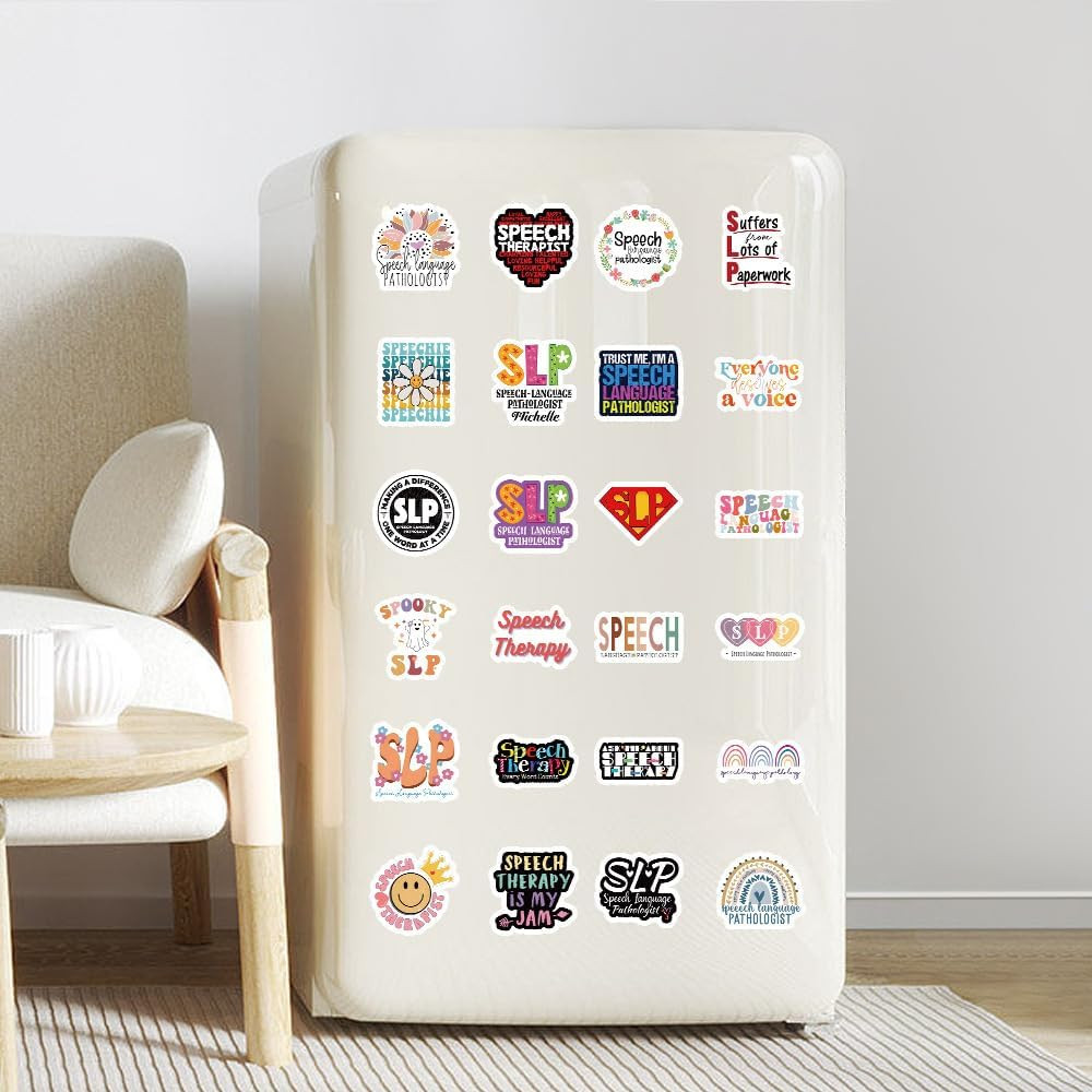 100Pcs Speech Language Pathologist Themed Waterproof Vinyl Stickers for Water Bo