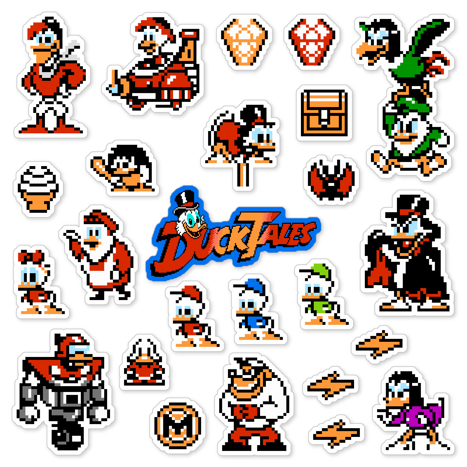 DuckTales Stickers Nintendo NES Pixel Art 25 Sticker Pack