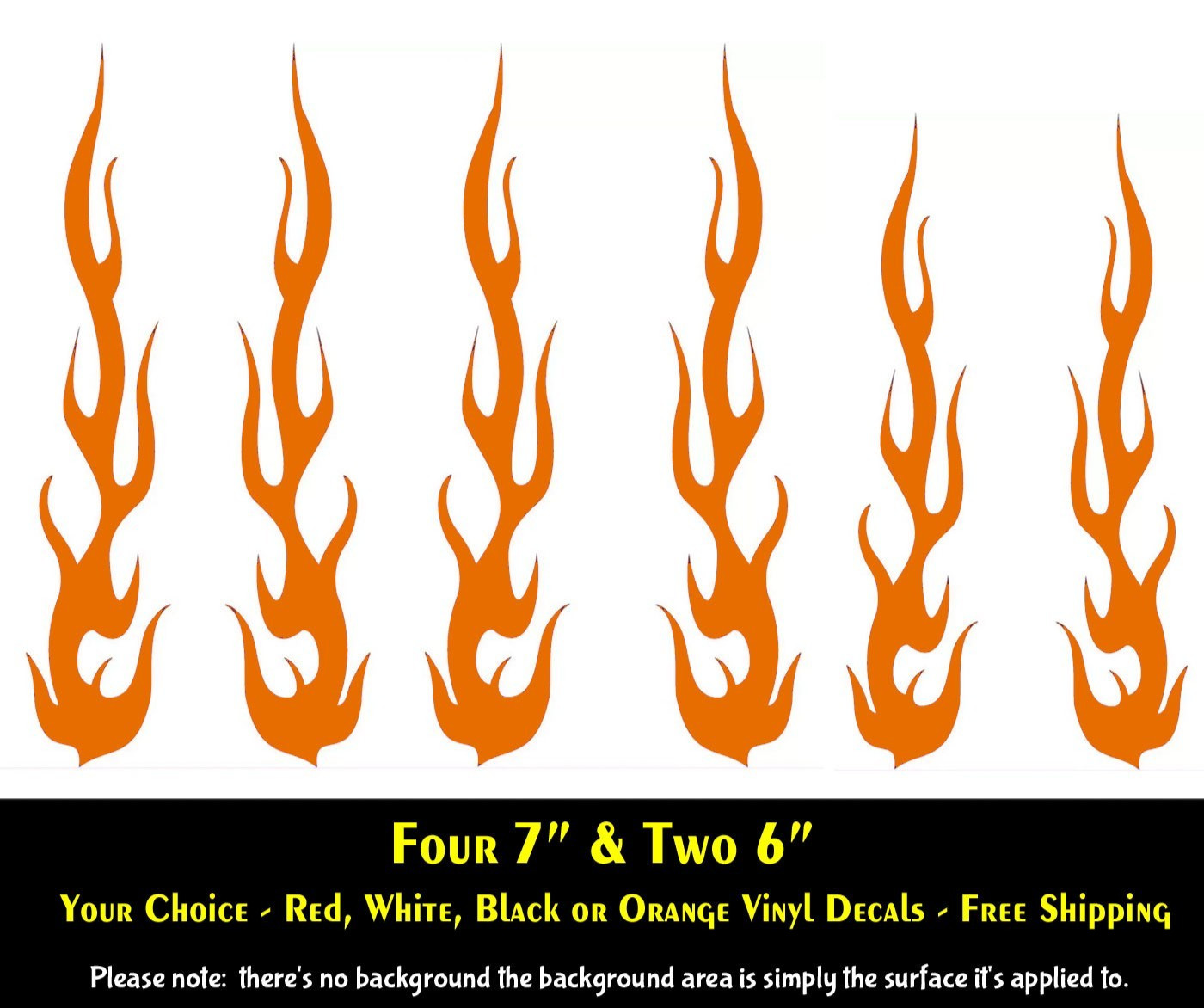 Tribal Flames Hot Rod Fire Six Vinyl Decals Car Truck Bike Helmet Motorcycle