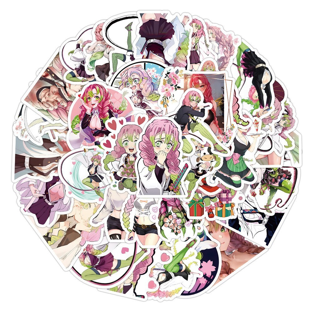 100Pcs Kanroji Mitsuri Demon Slayer Anime Stickers for Kids Bottle Waterproof