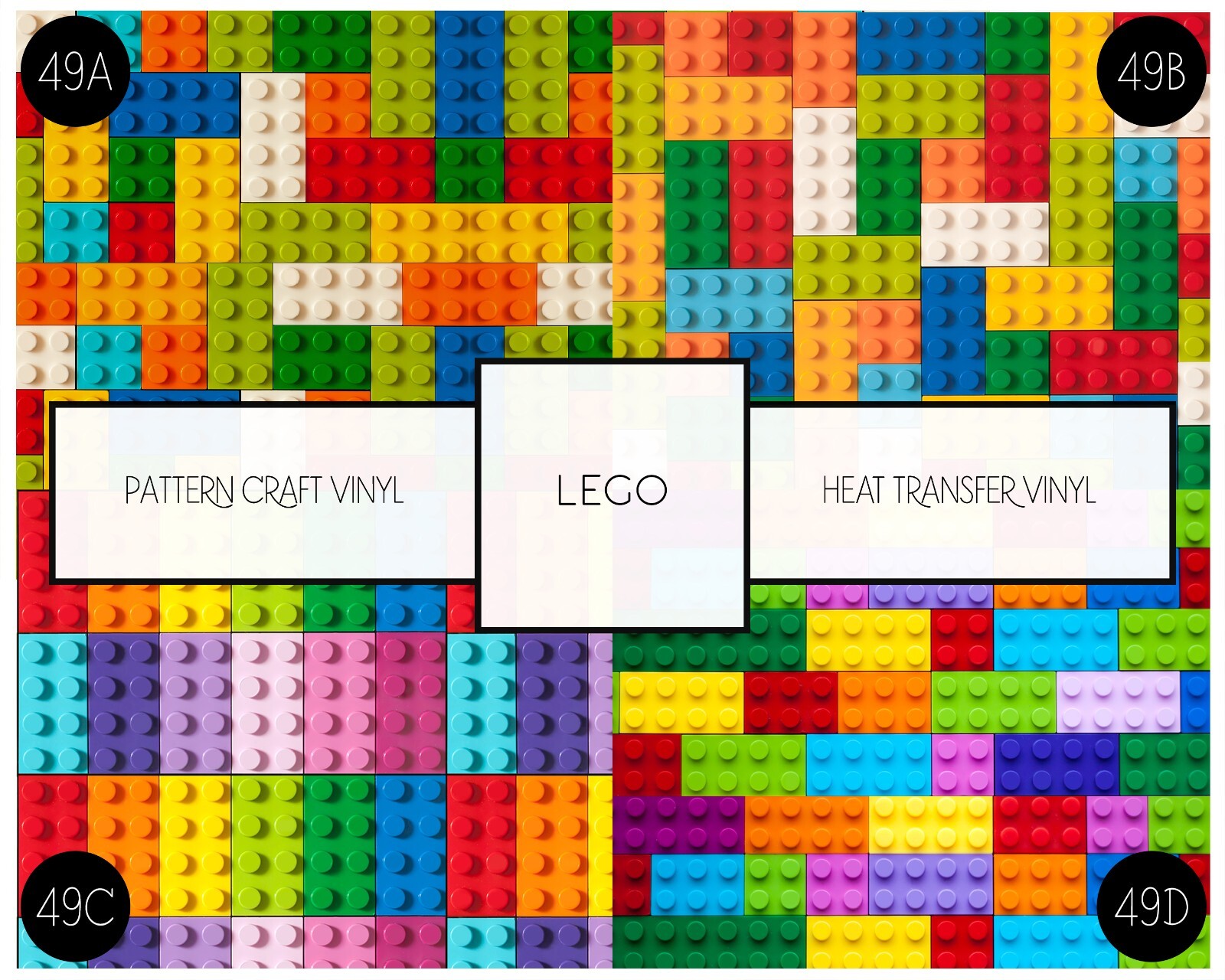 Permanent Adhesive Lego Vinyl Oracal 651 & Pattern HTV 49A | FREE SHIPPING