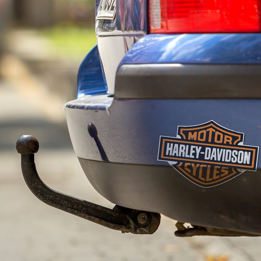 2Pcs Harley-Davidson Decal Sticker Logo Orange & Black Waterproof Motorcycle Car