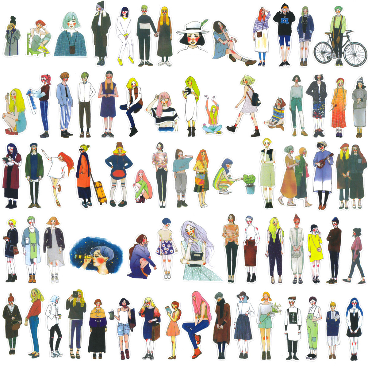 Wrapables Fashion Women People Vinyl Stickers for Scrapbooking, Journaling