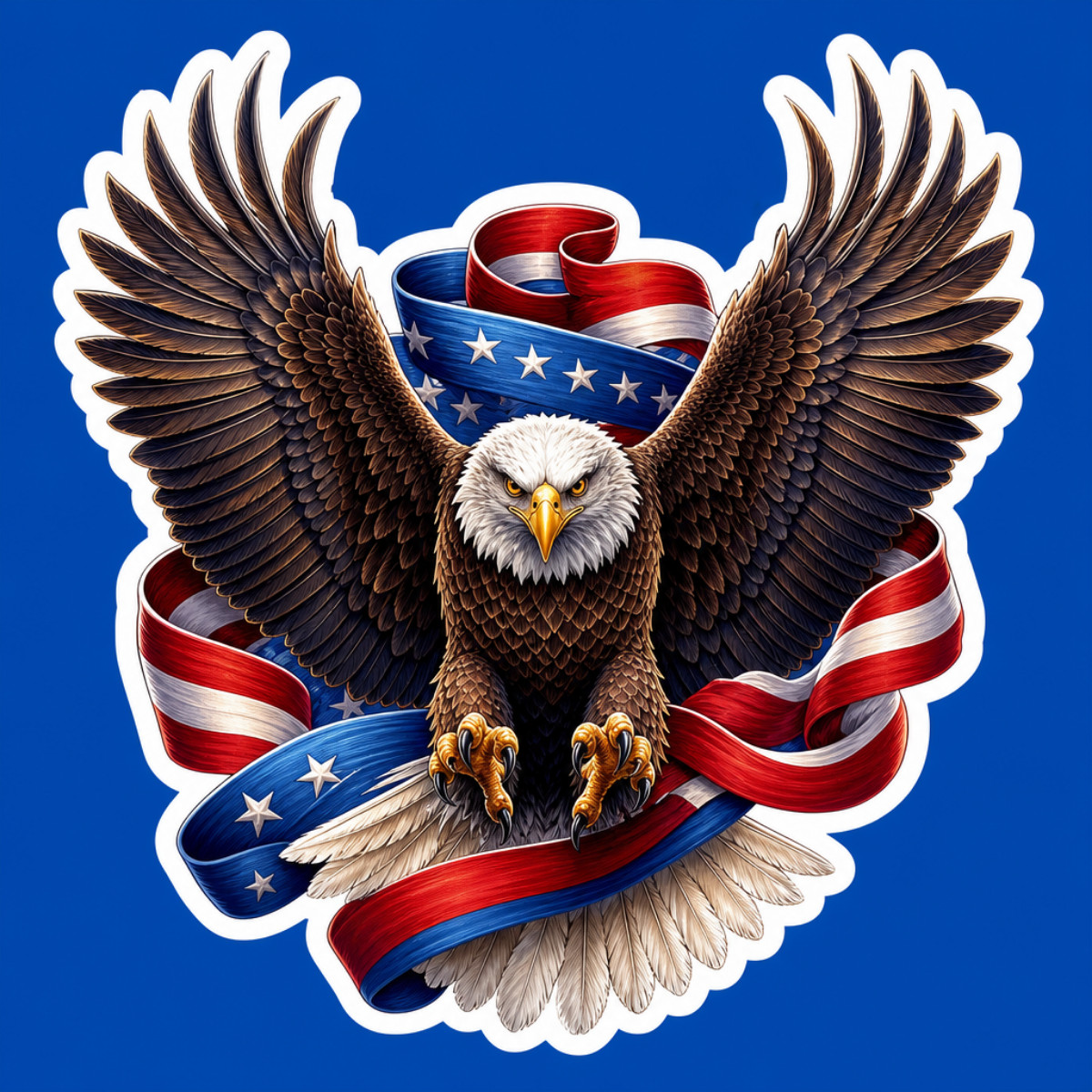 3 Inc Patriotic Bald Eagle Sticker USA Flag Ribbon American Freedom Vinyl Decal