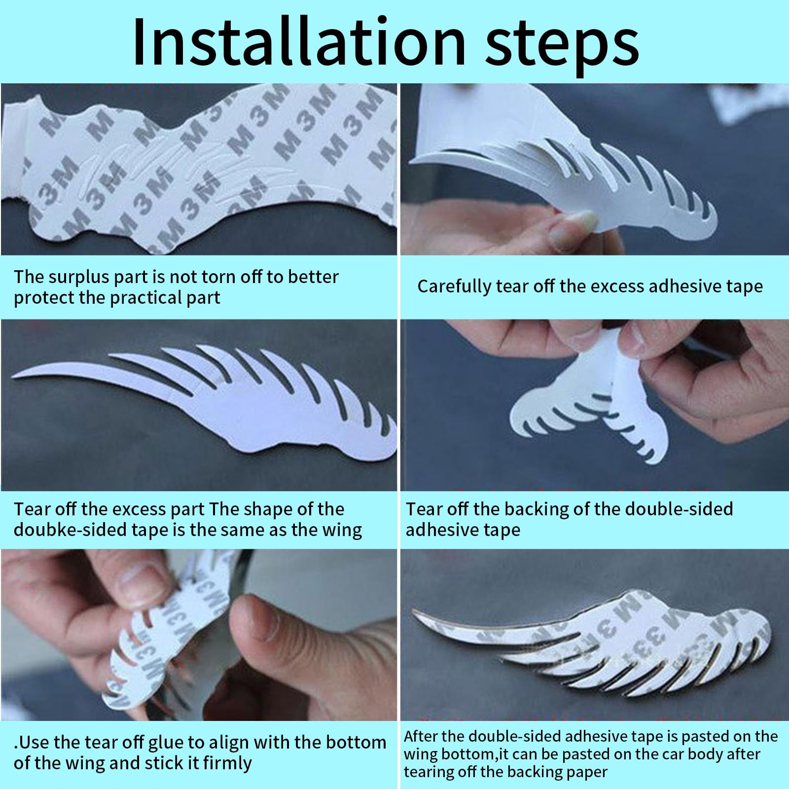 1 Pack 2 Pcs Silvery Car Angel Wings Sticker,4.9 in*1.37 * 0.39 in Car Tail S…