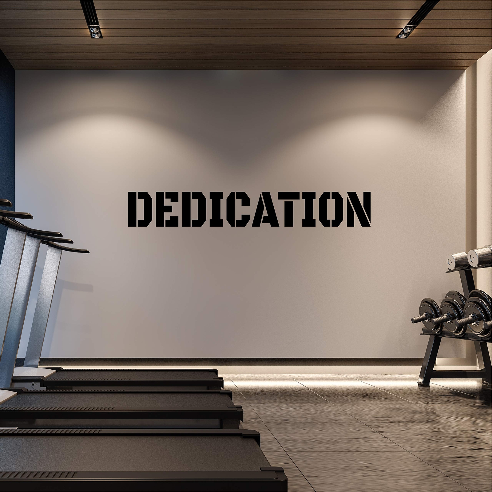 Extra Large Gym Wall Decal | Dedication | 7 in H x 48 in W| Big Lettering Hom…