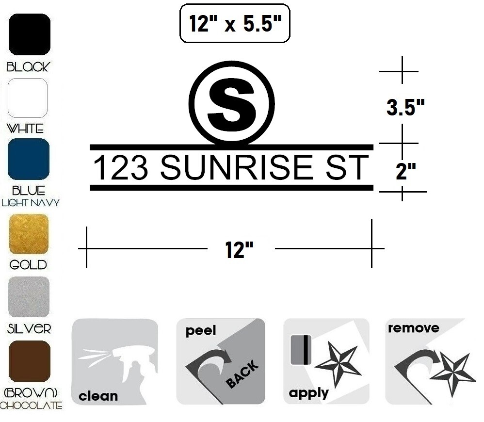 SET OF 2 CUSTOM PERSONALIZED VINYL MAILBOX NUMBERS INITIAL DECAL, (Model 16)
