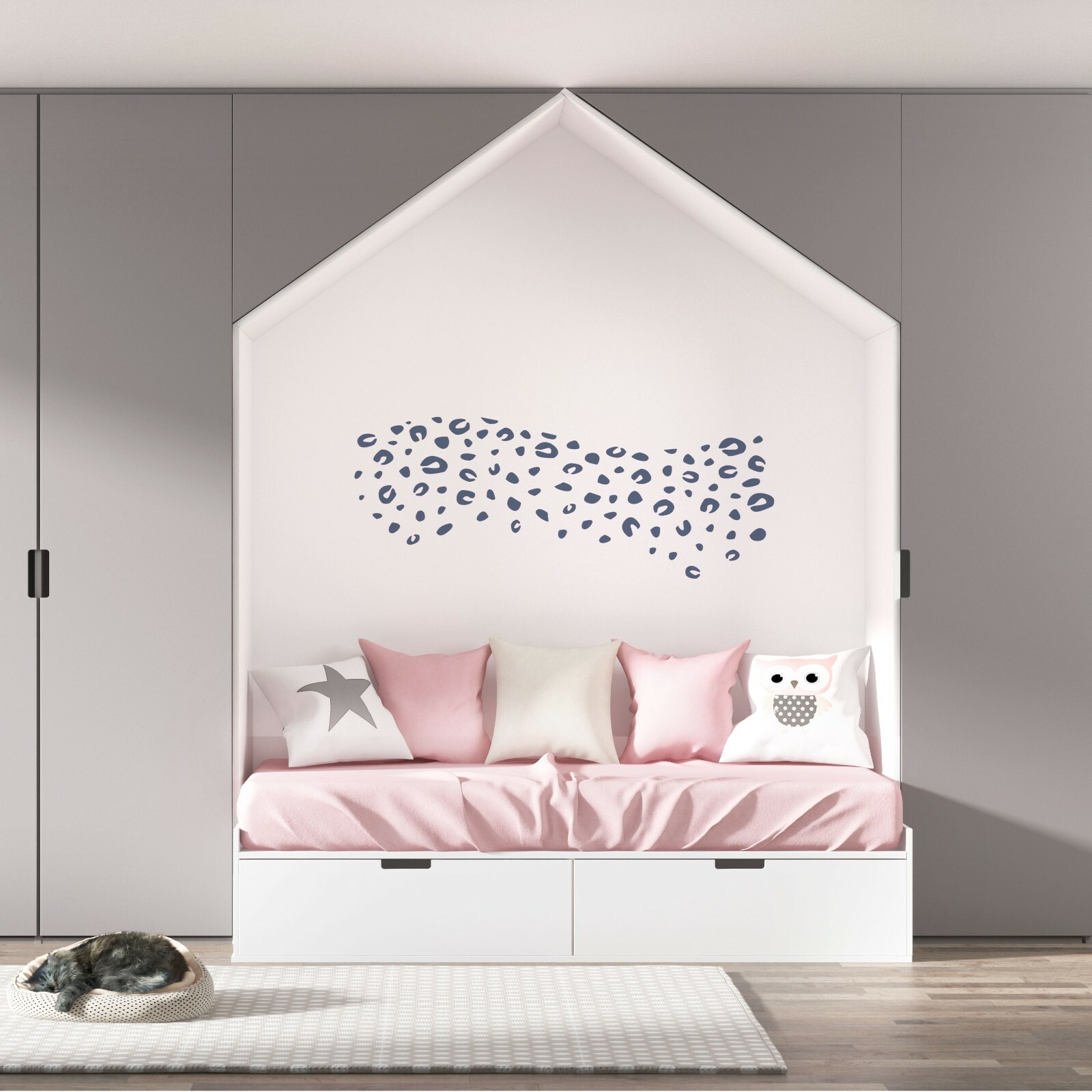 Home Large Cat Skin Print Blue Color Leopard Skin Pattern Vinyl Wall Decal 9×20