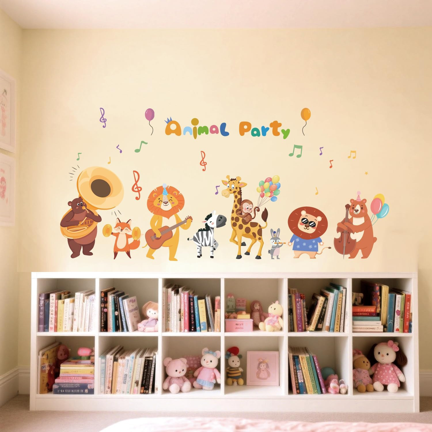 Kids Playroom Animals Wall Decals Large,Color Nursery Daycare Wall Stickers,C…