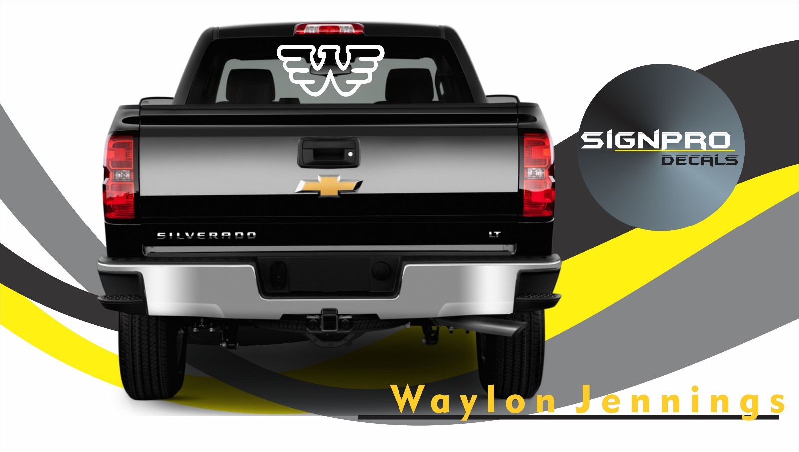 2x Waylon Jennings Window Decals 22" Many Colors Door car truck Country Star