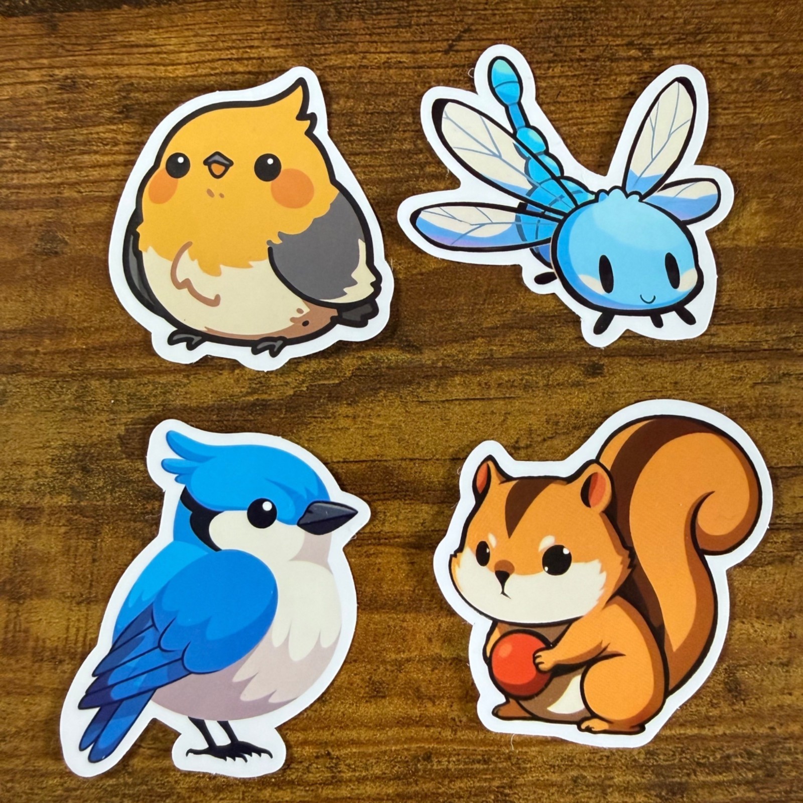 4 Stickers Birds Animals Woodland Vinyl Decal Laptop Phone Bottle Notebook